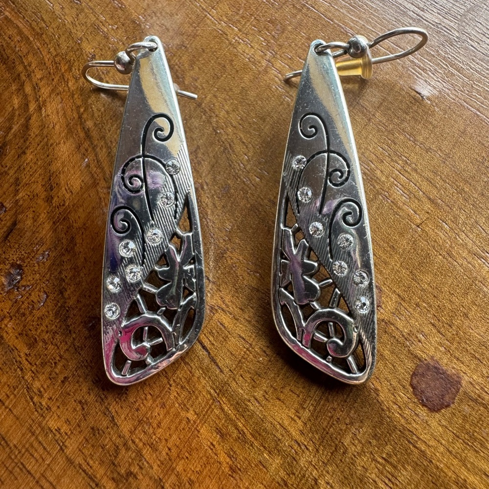 Brighton -  Filigree Teardrop Earrings with Crystal Accents - Women's Jewelry